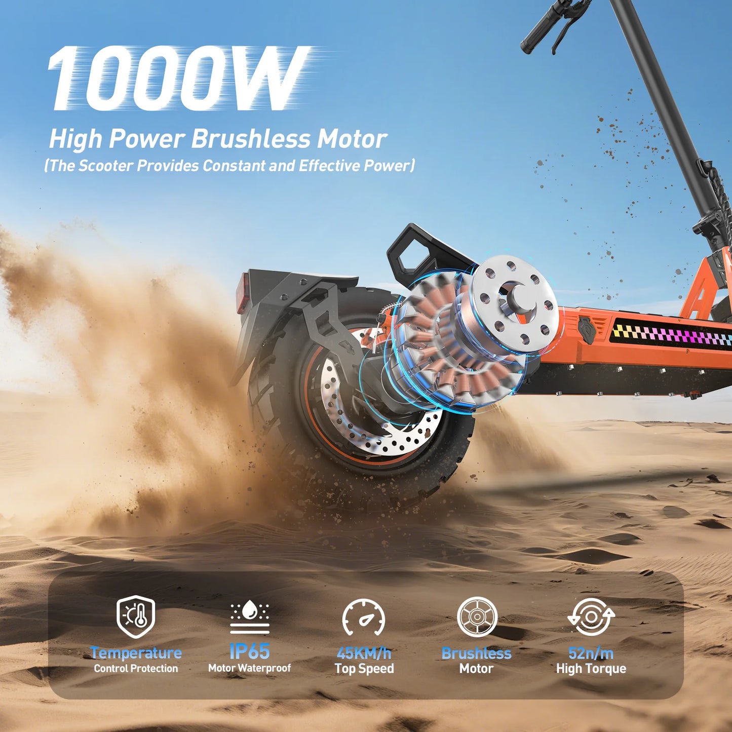 TOFUN TF3 Electric Scooter 1000W Motor 48V13Ah Battery